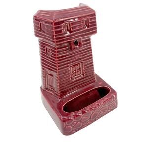 vintage burgundy Windmill TV Lamp and planter MCM era lighting missing blades